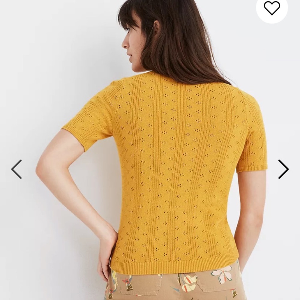 MADEWELL Pointelle Willford Sweater Tee Mustard Color Size XSmall - Picture 10 of 12